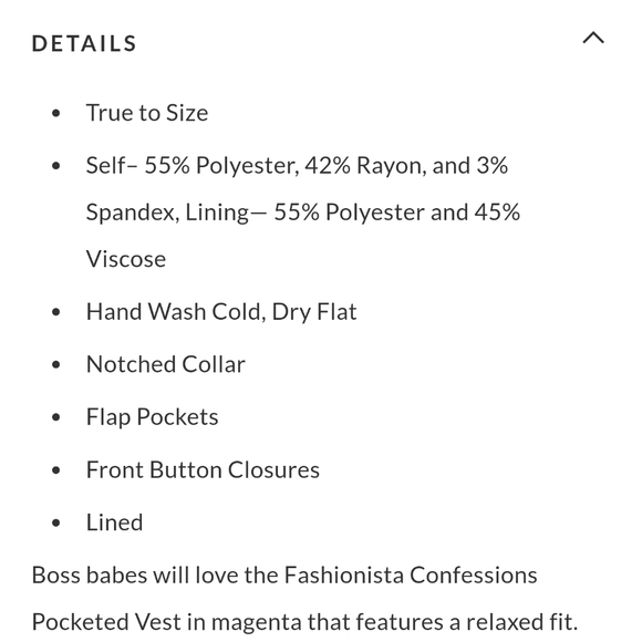 VICI Pocketed Vest - Magenta - Picture 9 of 9